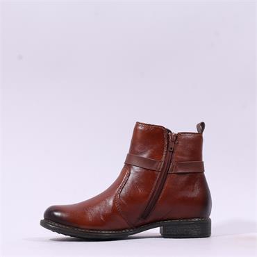 Rieker Low Heel Link Detail Ankle Boot - Cognac Leather